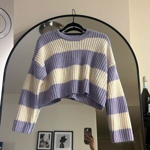 Purple and white sweater